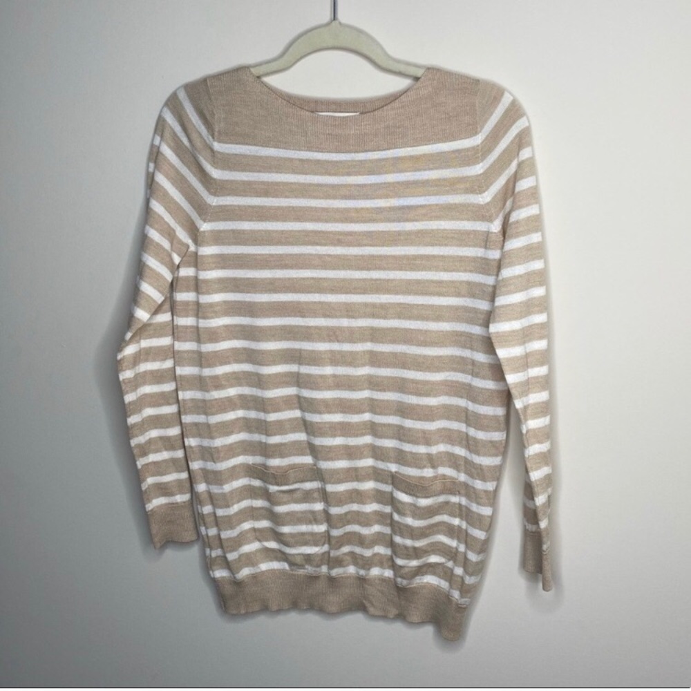 Ann Taylor LOFT Striped Knit Wool Pocket Sweater
